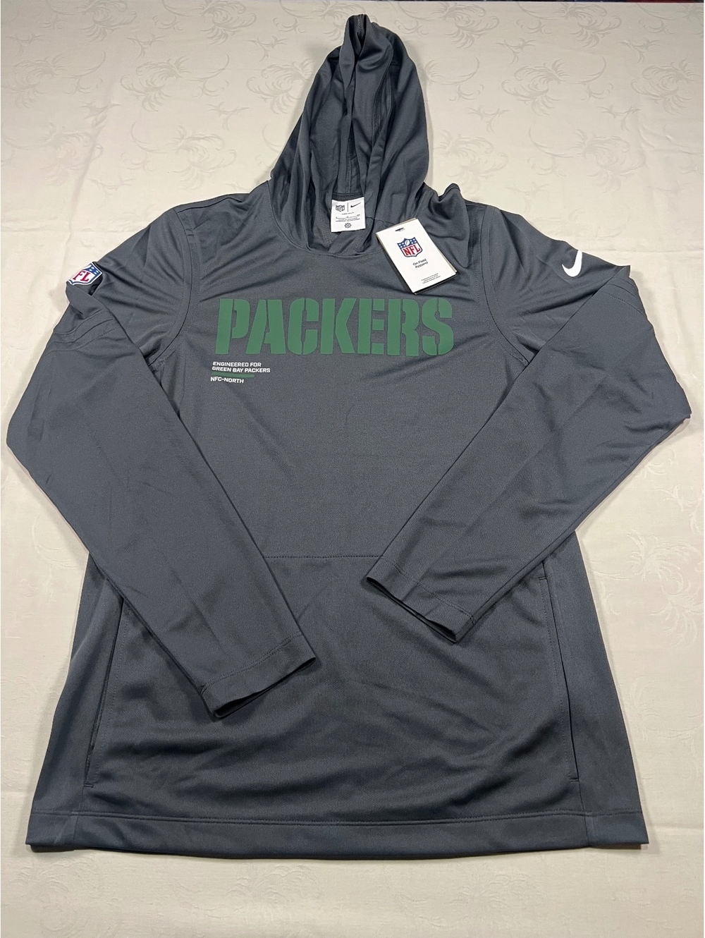 Nike Mens Coaches Sideline Lightweight Hoodie Gray Green Size Small